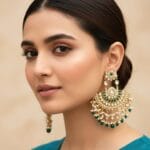Meera Chandbali Earrings - Green