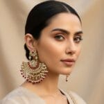 Meera Chandbali Earrings - Pink