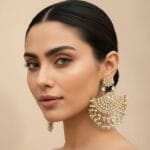 Meera Chandbali Earrings - Pink Green