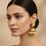 Peacock Jhumka Earrings - Peach
