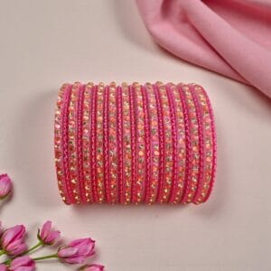 Pink Glass Bangles for Women