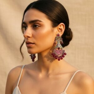 Saira Brass Earrings - Pink