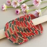 Red & Green Glass Bangles for Women
