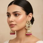 Soundarya Kundan Jhumka Earrings - Pink