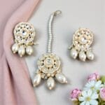 Traditional White Maangtikka and Earrings Set