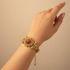 Designer Golden Bracelet for Wife - Pink