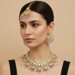 Traditional Lavender Color Kundan Necklace