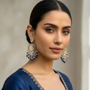 Aavya Chandbali Earrings Blue