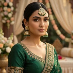 Noor Jadau Earrings Green