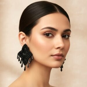 Black Beads Ear Studs