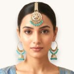 Peacock-Blue-Jhumka-with-Hoop-Earrings-01 Peacock Blue Jhumka with Hoop Earrings
