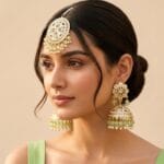 Tamanna Jadau Earrings with Maangtikka Pista Green