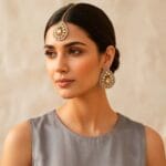 Grey Earrings Set with Tikka