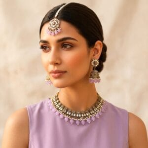 Katyayani Mirror Jewellery Set - Lavender