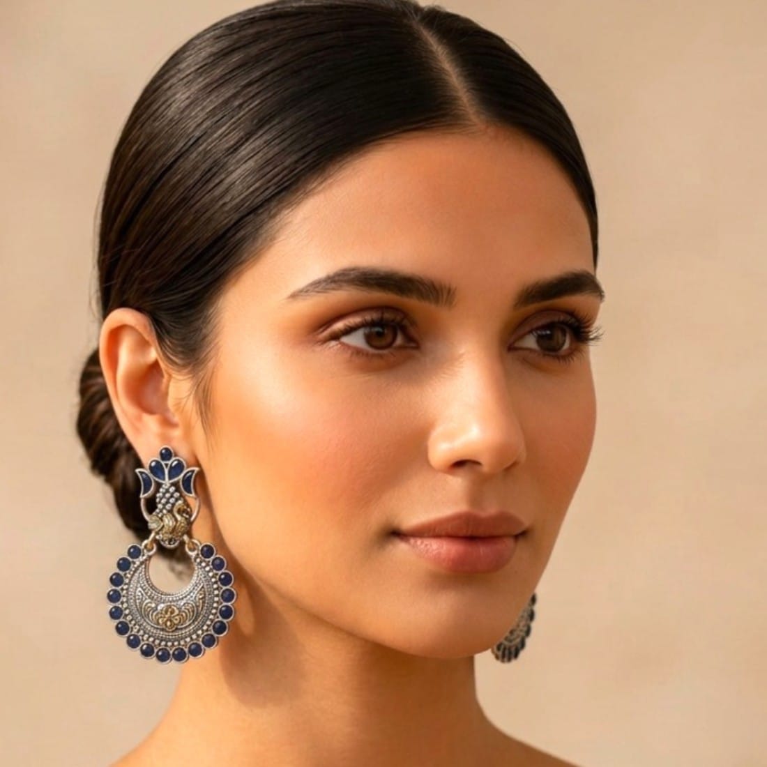 Konkana Oxidised Earrings - Blue