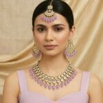 Light Purple Pearl Kundan Set for Anniversary Gift