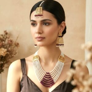 Moti Mala Necklace Purple