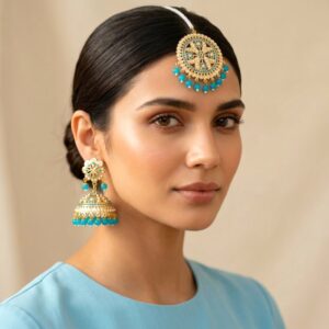 Noor Jadau Earrings Blue