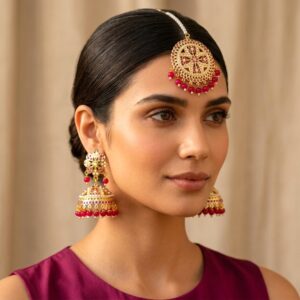 Noor Jadau Earrings Pink