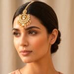 Peach Color Maang tikka for Bride