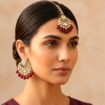 Reyhana Maangtikka with Earrings - Maroon