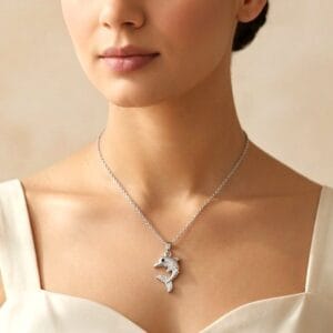 Silver Colour Dolphin Pendant Chain