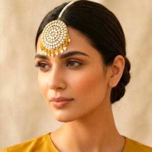 Yellow Maang Tikka for Haldi