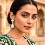 Green-Enamel-Kundan-Earrings Green Enamel Kundan Earrings