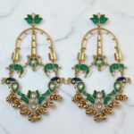 Green Meenakari Chandbali Earrings