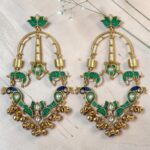 Green Meenakari Chandbali Earrings