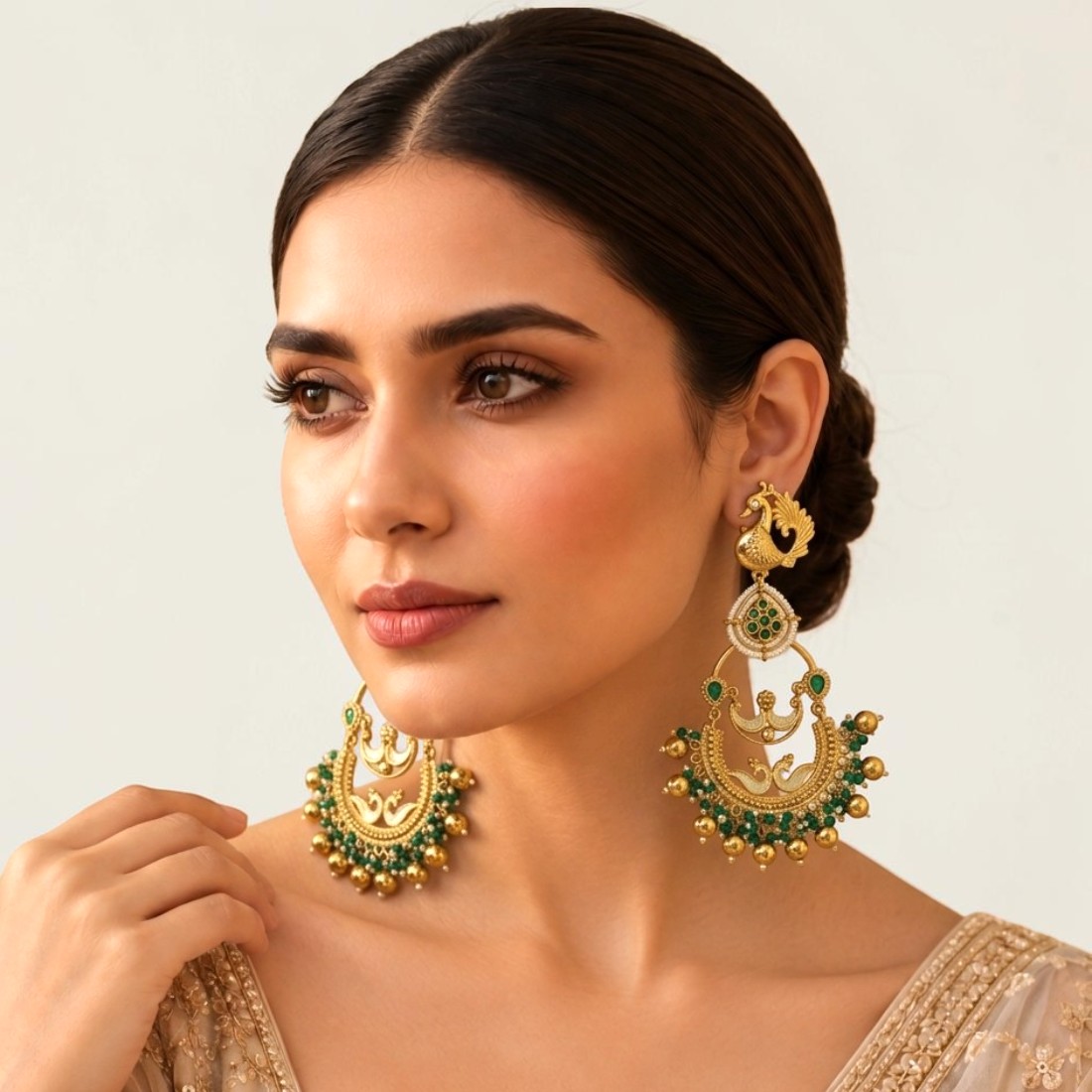 Mayura-Royal-Peacock-Chandbali-Earrings Mayura Royal Peacock Chandbali Earrings
