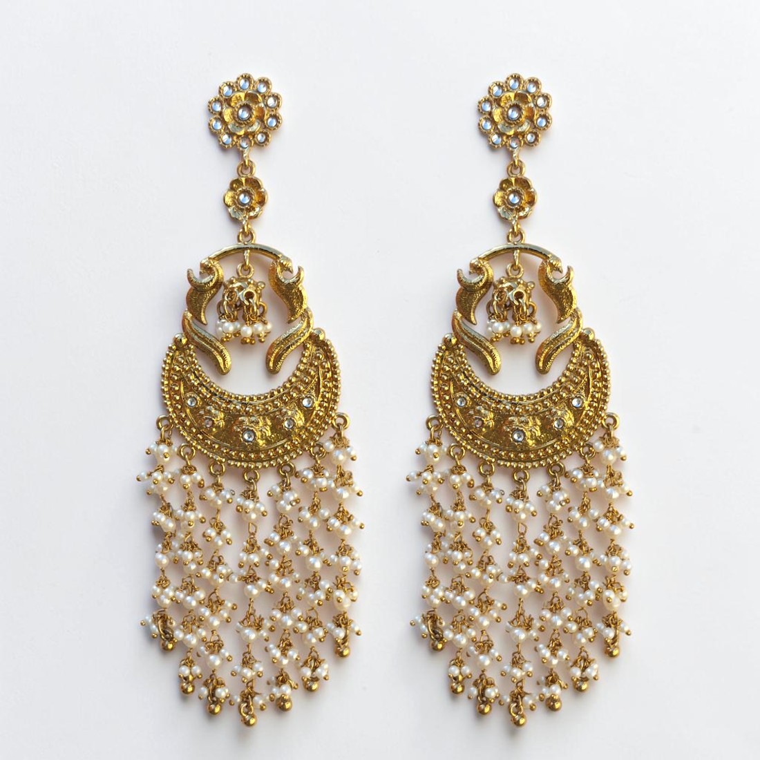 Meher Kundan Pearl Dangling Earrings
