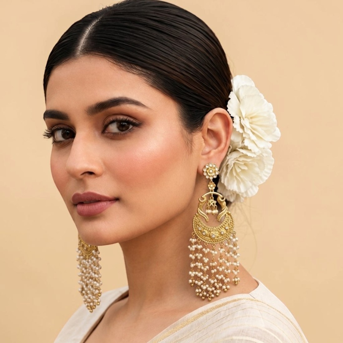 Meher-Kundan-Pearl-Dangling-Earrings Meher Kundan Pearl Dangling Earrings